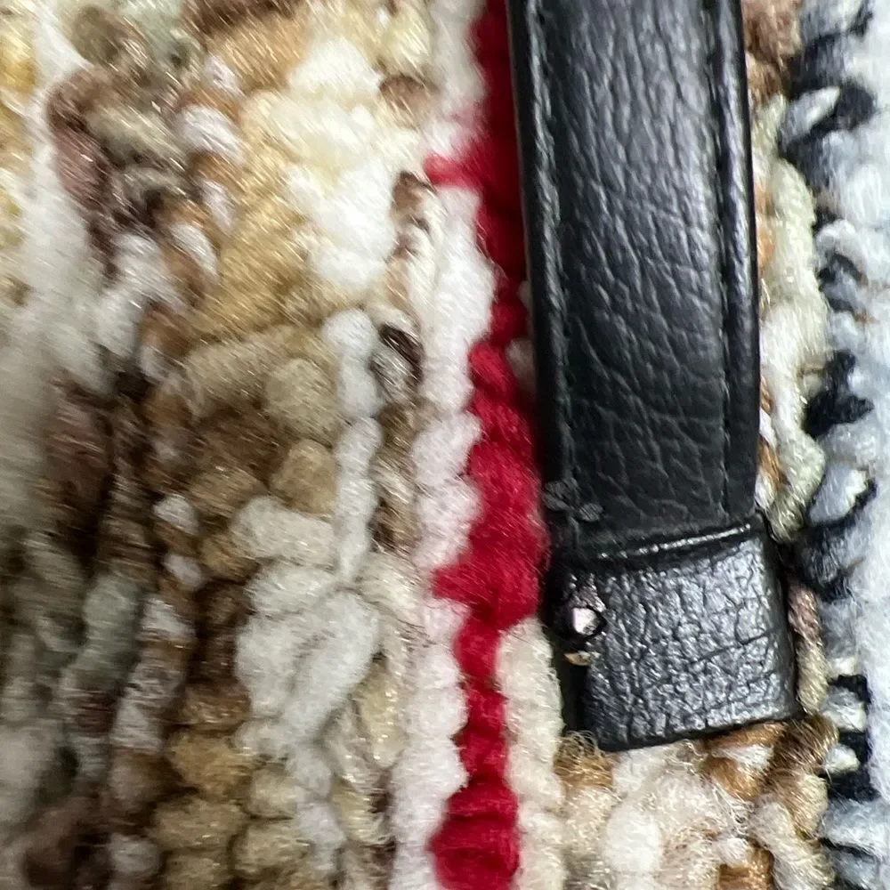 Vintage Sherpa Knit Multicolor Two Black Two Straps Hand Bag Laptop Bag